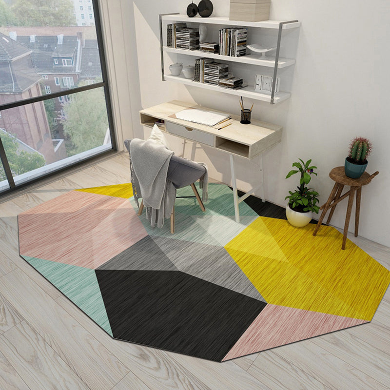 BowLift | Cool Geometric Rug Multicolor Trendy Rug Polyester Non-Slip Easy-Care Rug for the Living Room
