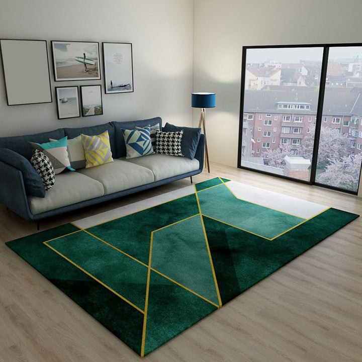 BowLift | Dark Color Block Abstract Rug Polypropylene Minimalist Carpet Stain Resistant Non-Slip Back Rug for Bedroom