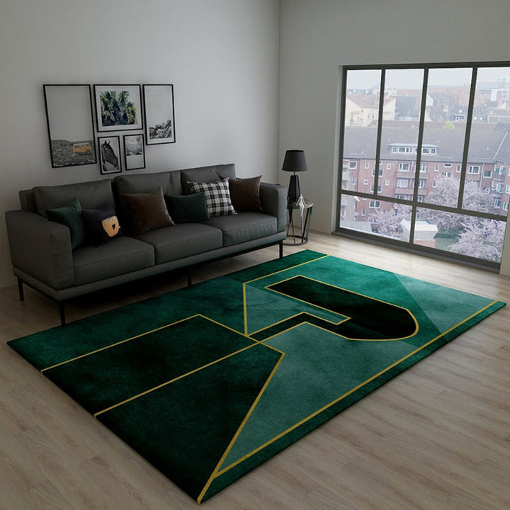 BowLift | Dark Color Block Abstract Rug Polypropylene Minimalist Carpet Stain Resistant Non-Slip Back Rug for Bedroom