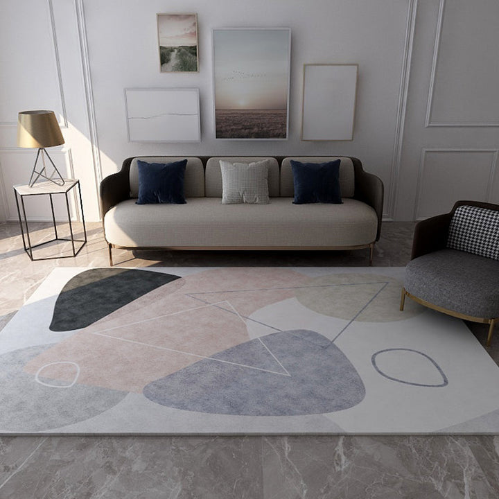 BowLift | Morandi Color Living Room Rug Creative Geometric Pattern Rug Polyester Non-Slip Washable Area Rug