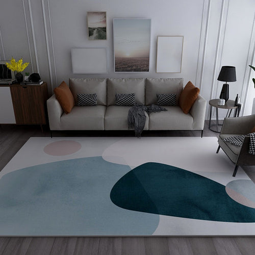 BowLift | Morandi Color Living Room Rug Creative Geometric Pattern Rug Polyester Non-Slip Washable Area Rug
