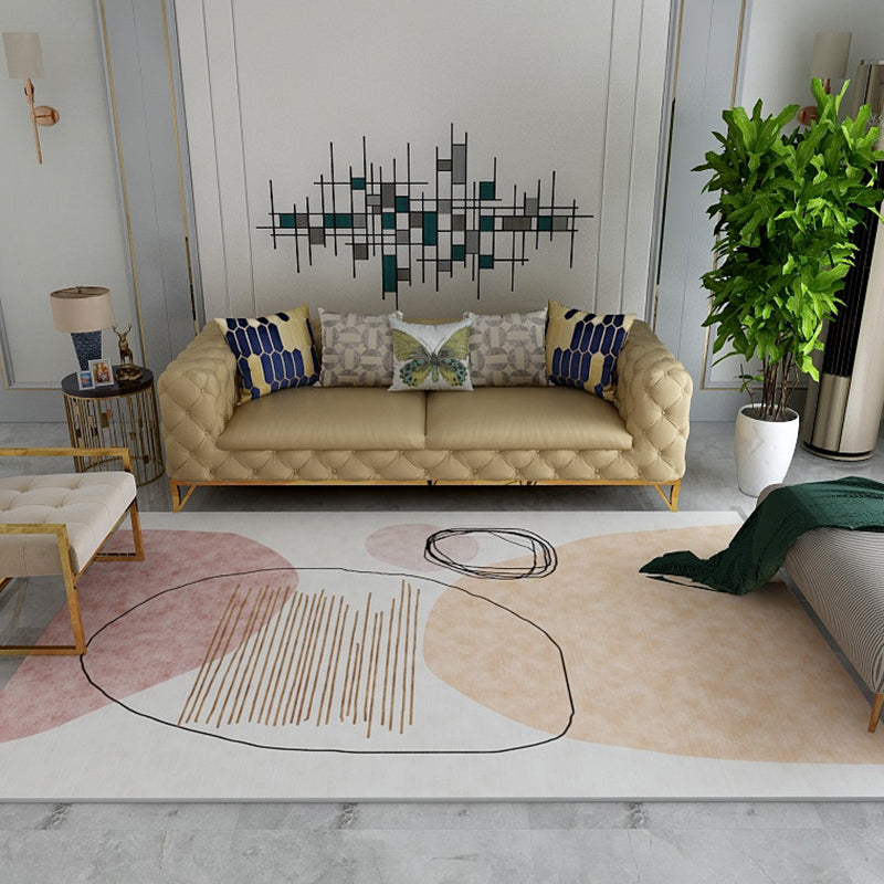 BowLift | Morandi Color Living Room Rug Creative Geometric Pattern Rug Polyester Non-Slip Washable Area Rug
