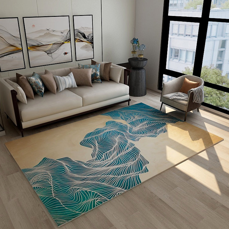 BowLift | Trendy Flowing Swirl Rug Dark Color Synthetic Rug Easy Care Non-Slip Rug for Living Room