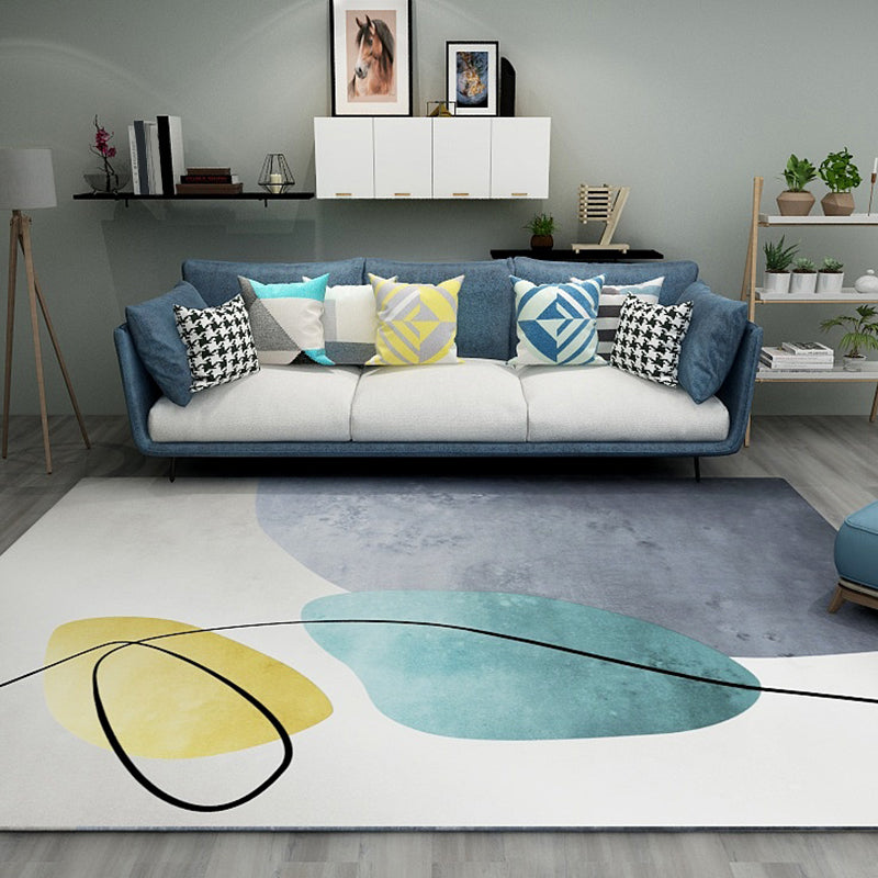 BowLift | Nordic Sitting Room Rug Pastel Colorblock Abstract Carpet Synthetic Non-Slip Machine Washable Rug