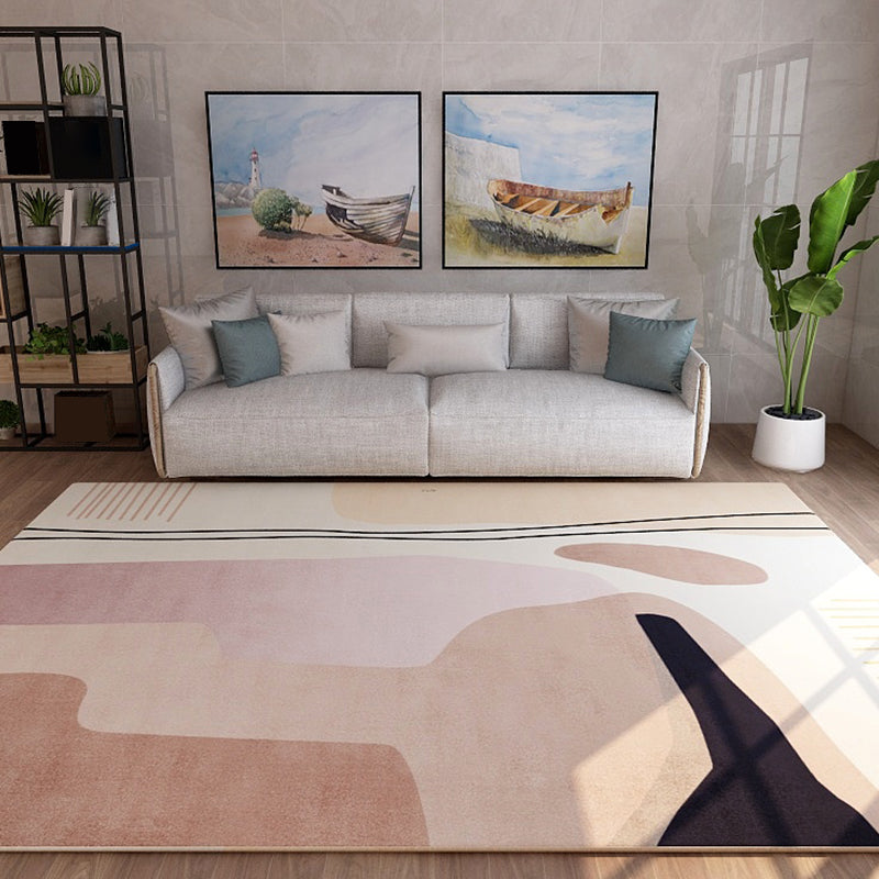 BowLift | Nordic Sitting Room Rug Pastel Colorblock Abstract Carpet Synthetic Non-Slip Machine Washable Rug
