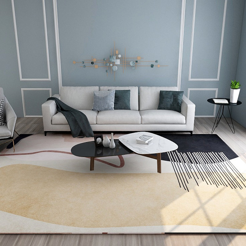 BowLift | Nordic Sitting Room Rug Pastel Colorblock Abstract Carpet Synthetic Non-Slip Machine Washable Rug