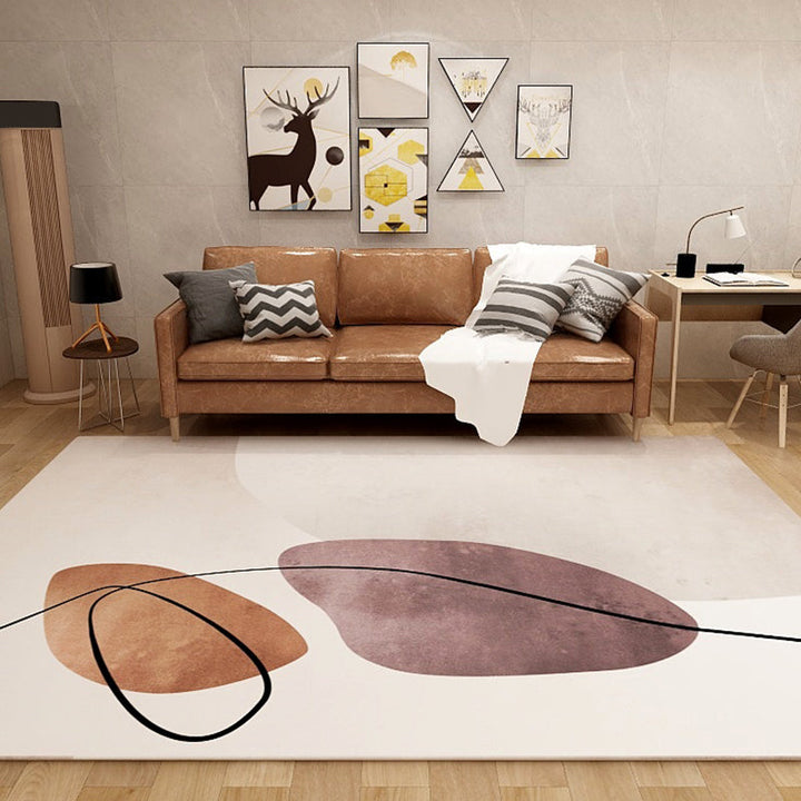 BowLift | Nordic Sitting Room Rug Pastel Colorblock Abstract Carpet Synthetic Non-Slip Machine Washable Rug