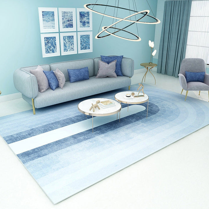 BowLift | Soft Blue Geometric Carpet Polyester Minimalism Rug Non-Slip Pet Friendly Area Rug for Living Room