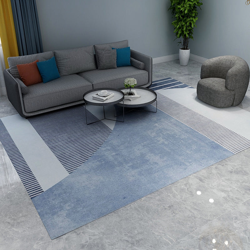 BowLift | Soft Blue Geometric Carpet Polyester Minimalism Rug Non-Slip Pet Friendly Area Rug for Living Room