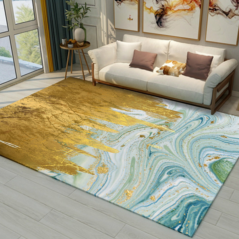 BowLift | Cyberpunk Living Room Carpet Multi Color Abstract Foil Streams Carpet Polyester Machine Washable Area Rug