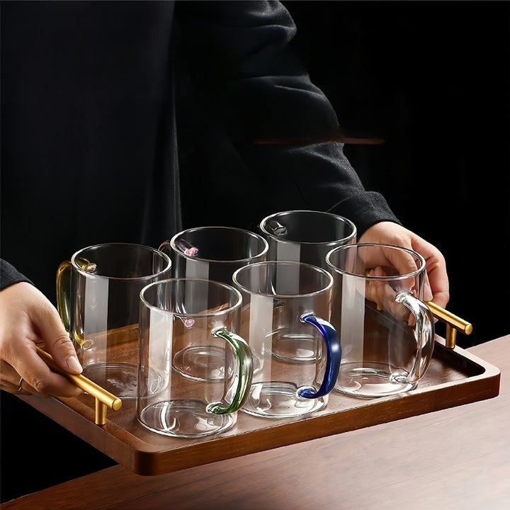 Borosilicate glass cup with wooden handle, 360 ml