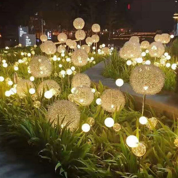 Solar Dandelion Aluminum Wire Globe Light LED Outdoor Waterproof Luminous Garden Insert Ground Landscape Light | Bowlift