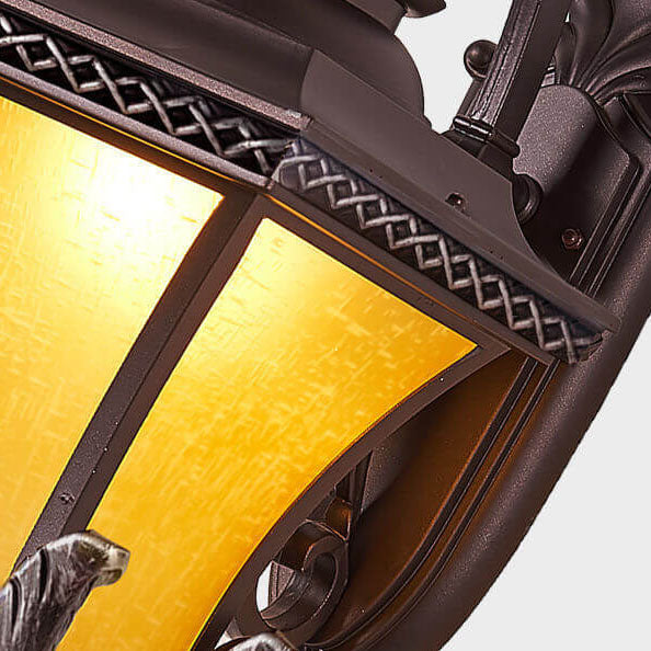 European Vintage Outdoor Square Cage Aluminum Glass 1-Light Wall Sconce Lamp | Bowlift