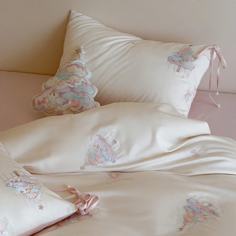 Long-staple cotton bedding set 4-piece, embroidered