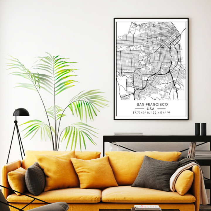 San Francisco City Map - Canvas Wall Art Painting | Bowlift