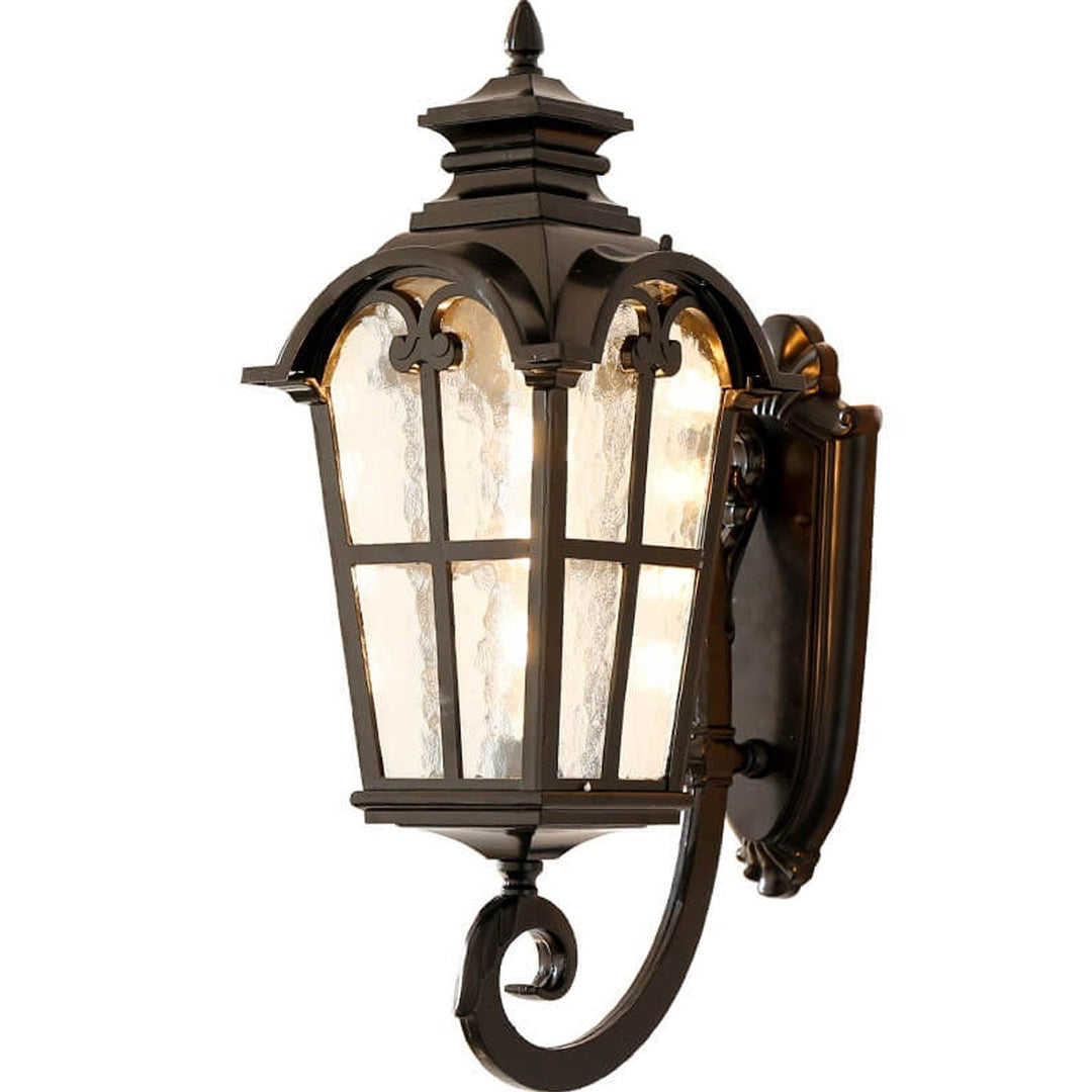 European Retro Glass Aluminum Lantern Outdoor Waterproof 1-Light Wall Sconce Lamp | Bowlift