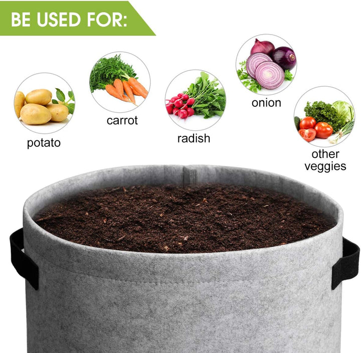 BowLift | 5/7/10/15 Gallon Potato Planting Growing Thickened Nonwoven Plant Fabric Pot Nursery Bags for Home Gardening