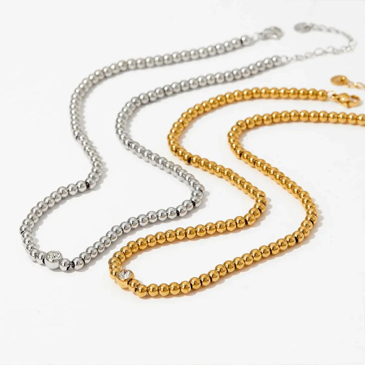 BowLift | 18k Beaded Diamond Center Necklace and Bracelets