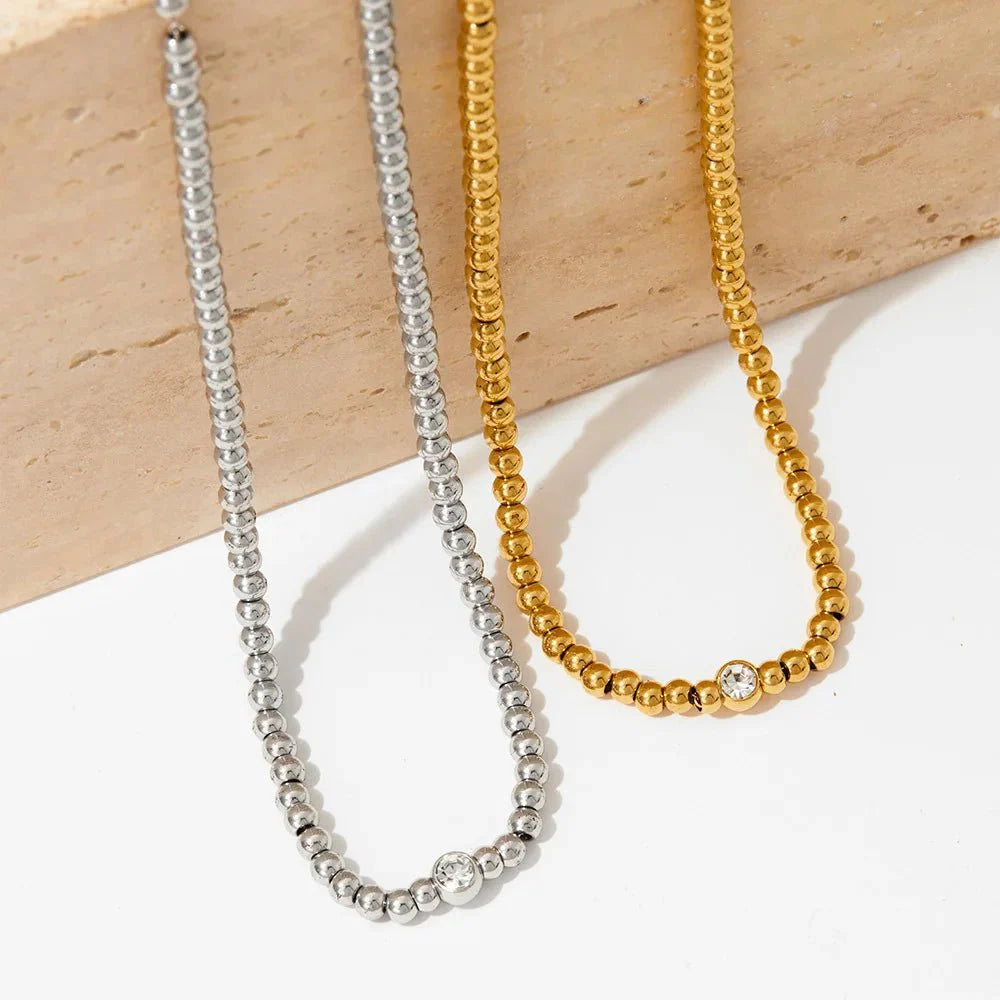 BowLift | 18k Beaded Diamond Center Necklace and Bracelets