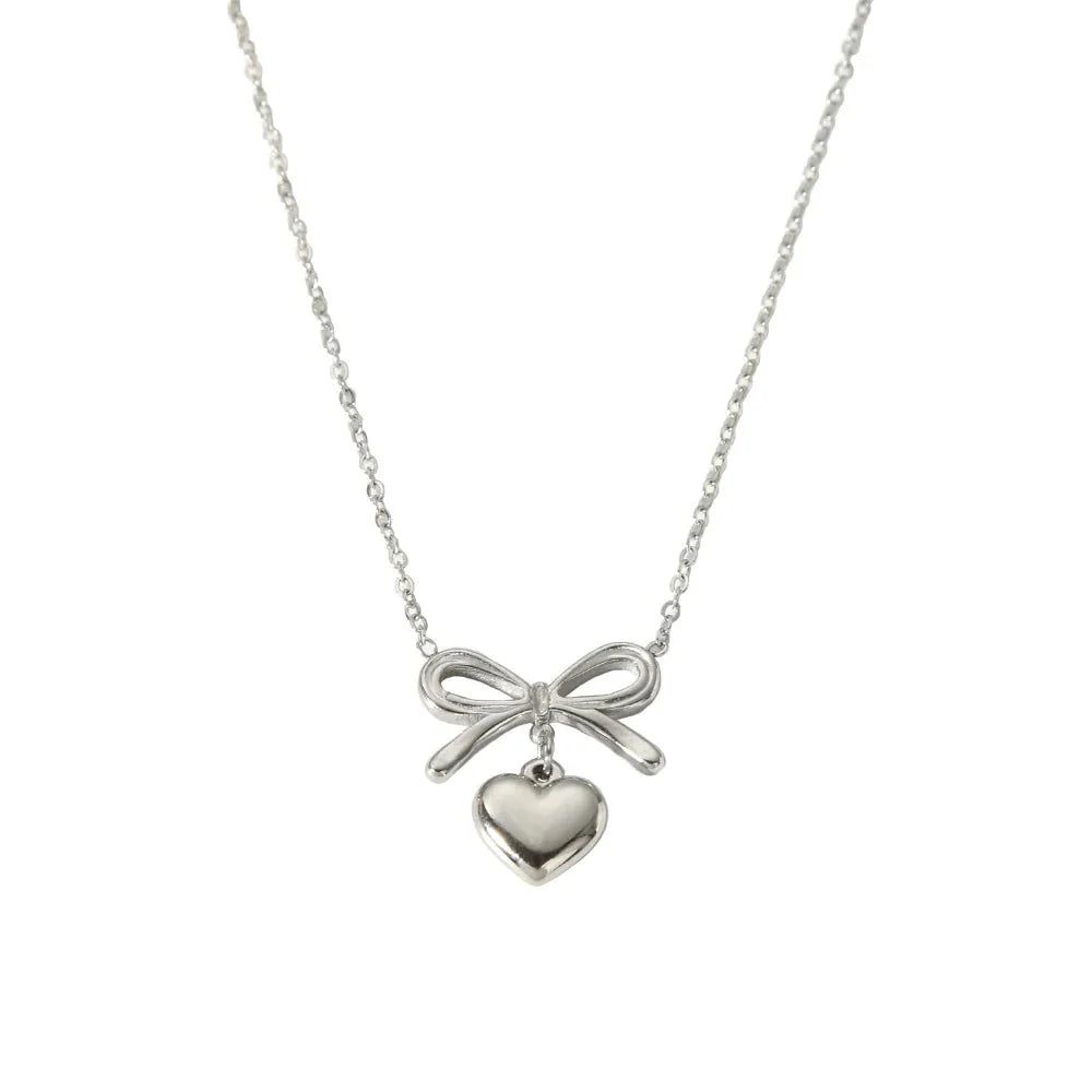 BowLift | 18k Dainty Bow & Heart Necklace