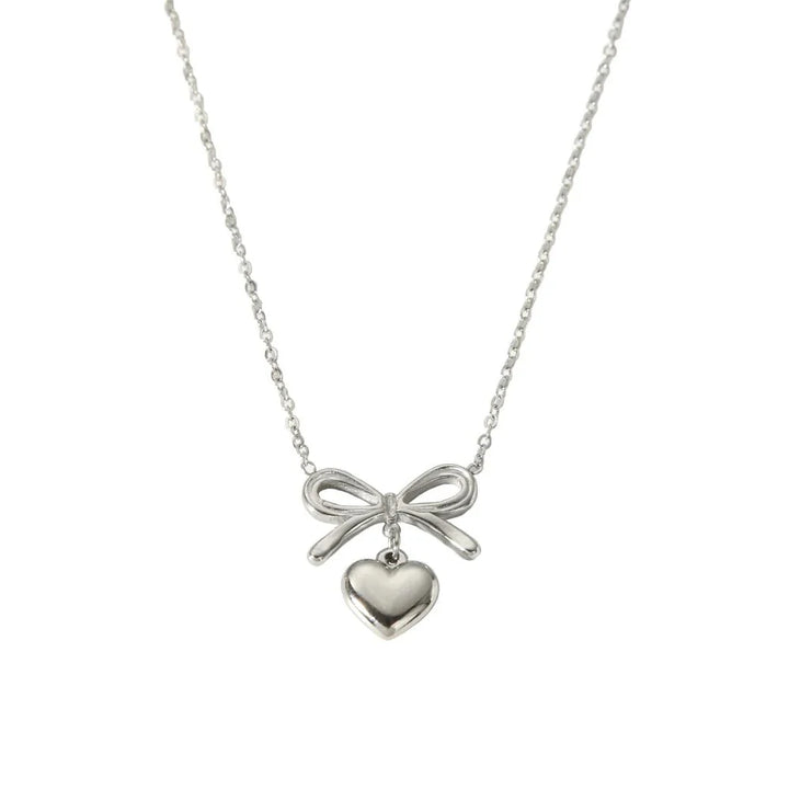 BowLift | 18k Dainty Bow & Heart Necklace