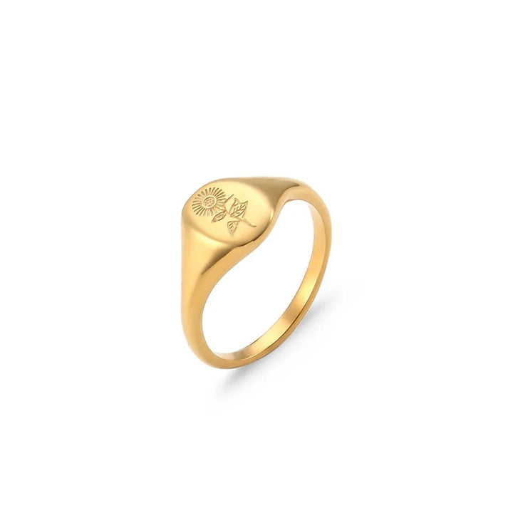 BowLift | 18k Dainty Floral Signet Rings