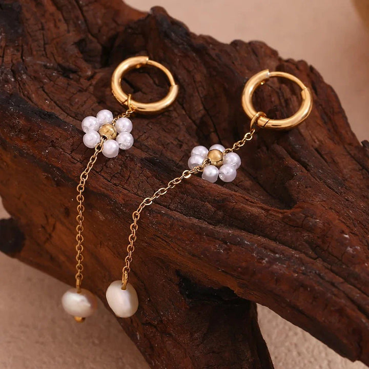 BowLift | 18k Dangling Floral Pearl Earrings