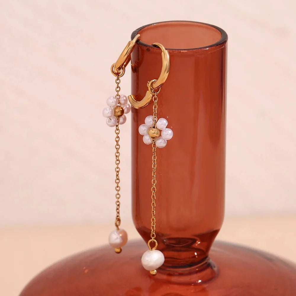 BowLift | 18k Dangling Floral Pearl Earrings