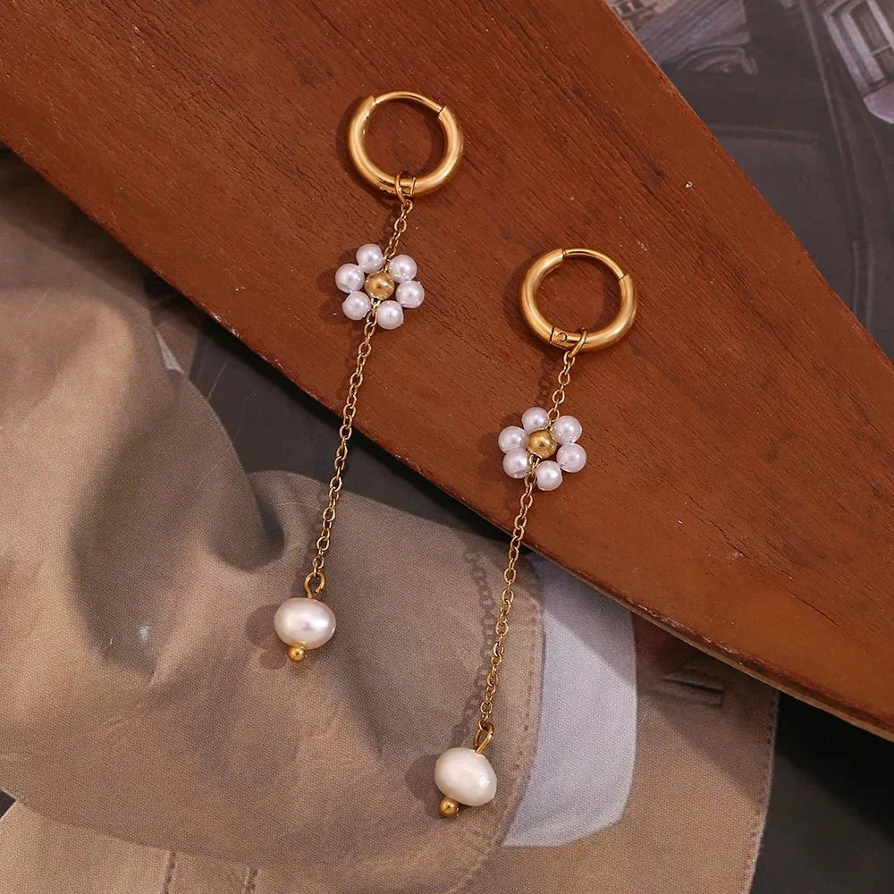 BowLift | 18k Dangling Floral Pearl Earrings