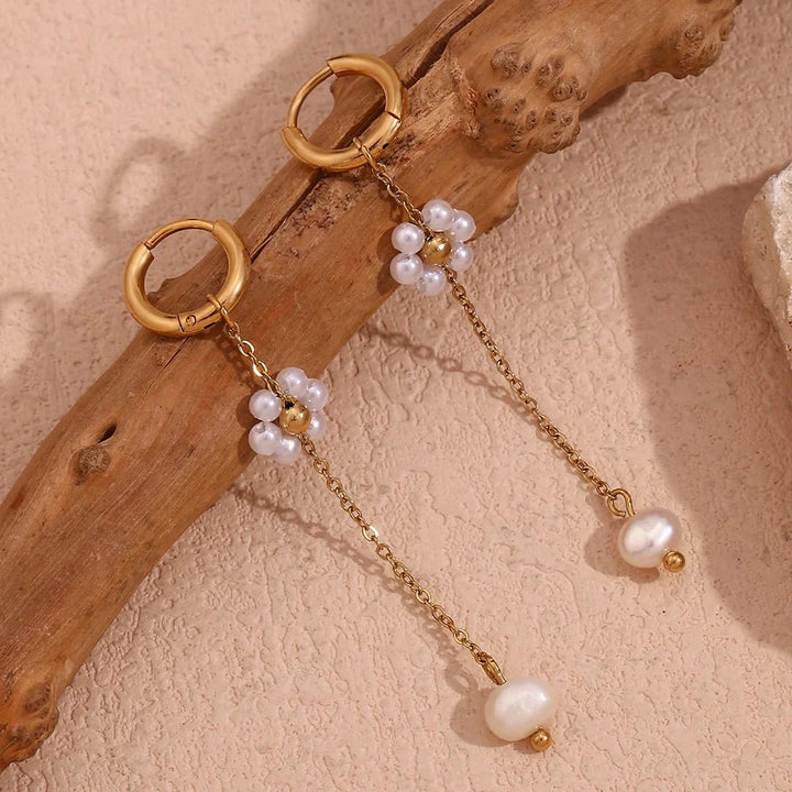 BowLift | 18k Dangling Floral Pearl Earrings
