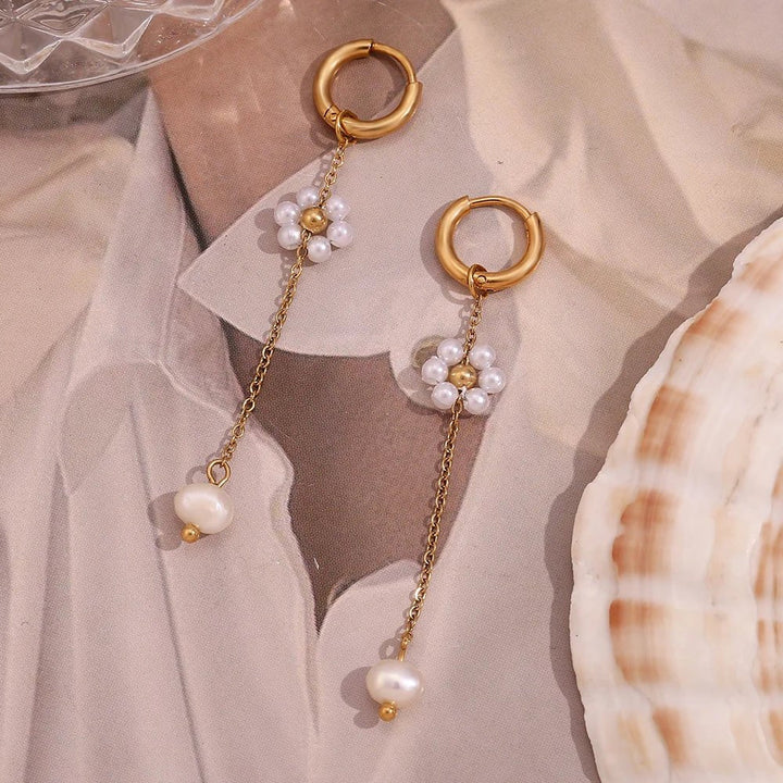 BowLift | 18k Dangling Floral Pearl Earrings