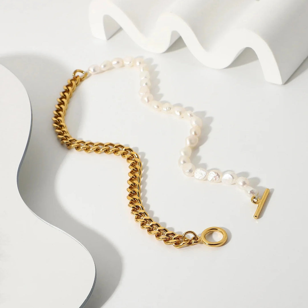 BowLift | 18k Gold Classic Modern Cuban Pearl Choker Necklace