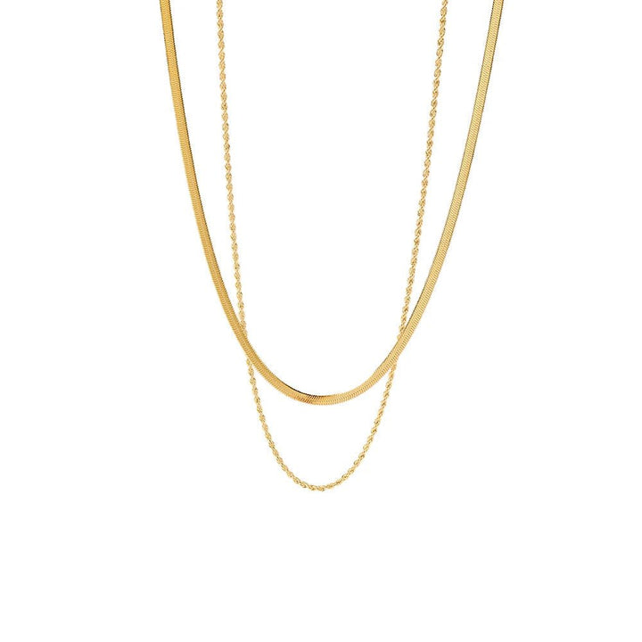 BowLift | 18k Layered Herringbone & Rope Chain Necklace