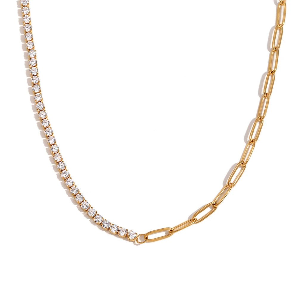 BowLift | 18k Paperclip Chain Tennis Necklace, Bracelet, and Earrings