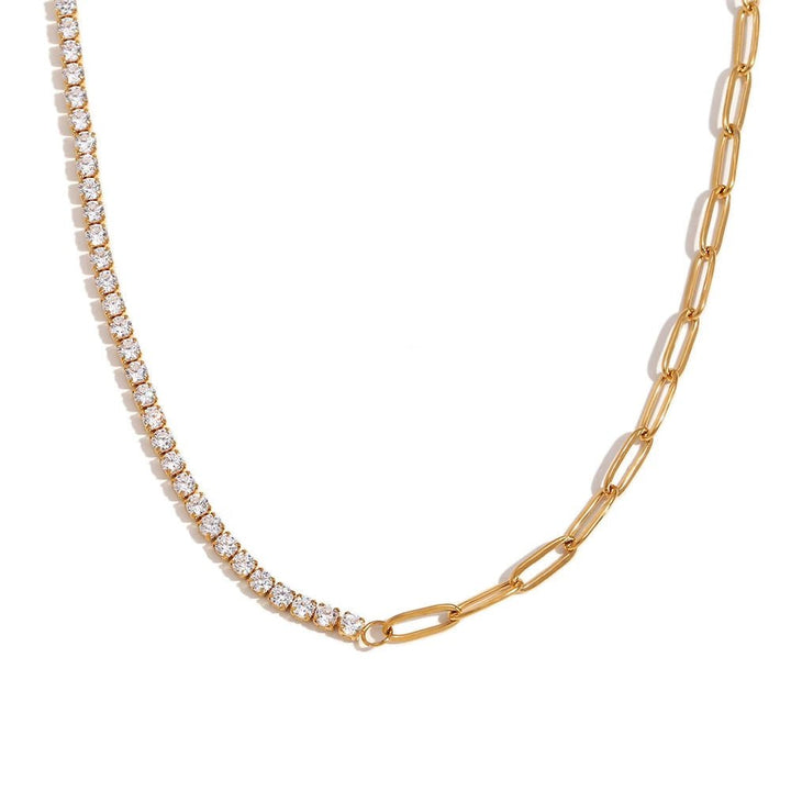 BowLift | 18k Paperclip Chain Tennis Necklace, Bracelet, and Earrings