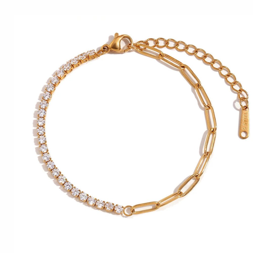 BowLift | 18k Paperclip Chain Tennis Necklace, Bracelet, and Earrings