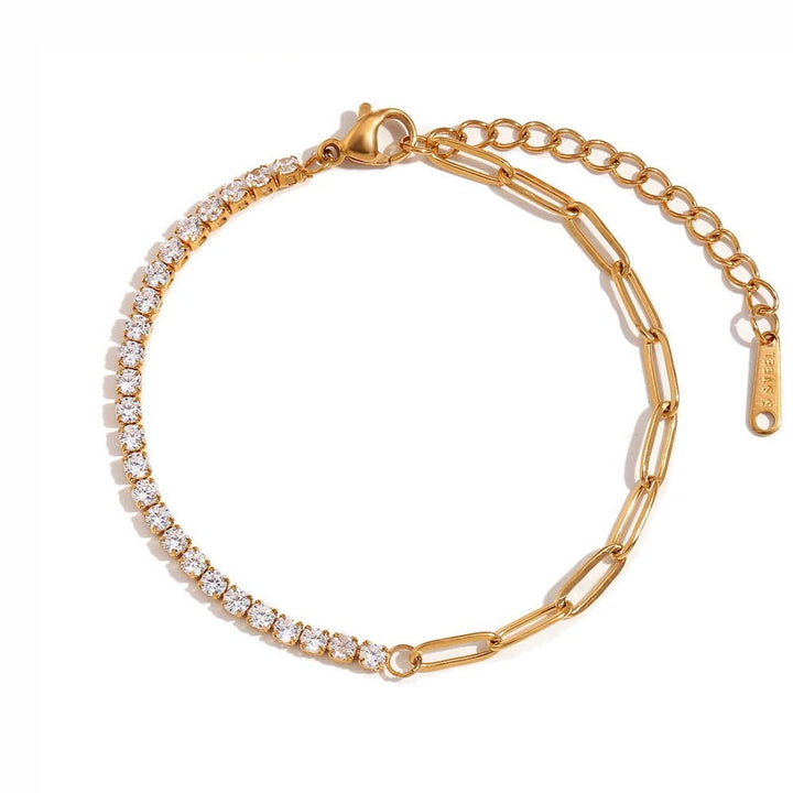 BowLift | 18k Paperclip Chain Tennis Necklace, Bracelet, and Earrings
