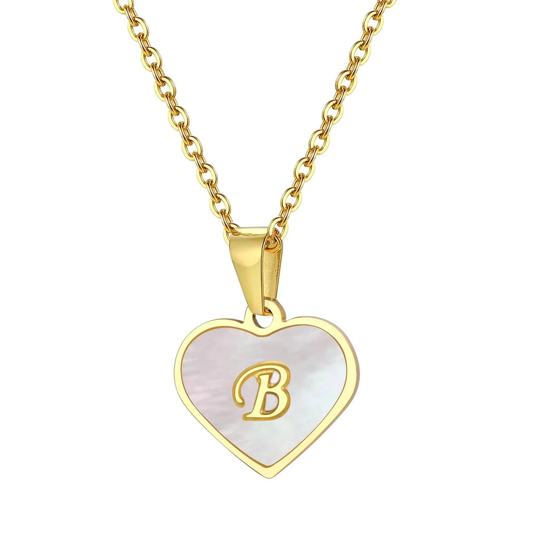 BowLift | 18k Pearl Heart Initial Letter Necklace