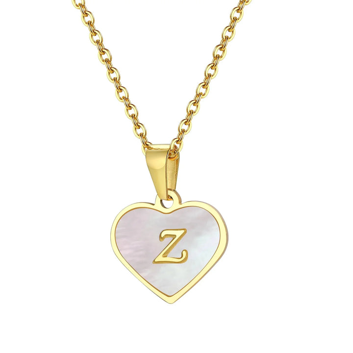 BowLift | 18k Pearl Heart Initial Letter Necklace