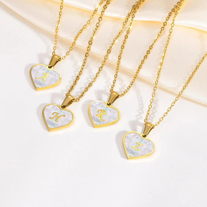 BowLift | 18k Pearl Heart Initial Letter Necklace