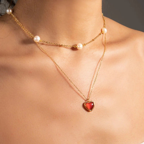 BowLift | 18k Romantic Dainty Red Heart Necklace