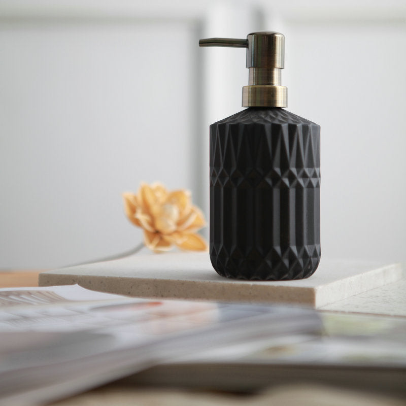 BowLift | CrystalFoam Glass Soap Dispenser | Diamond Pattern Design | Elegant Storage for Soap | Modern Bathroom Decor