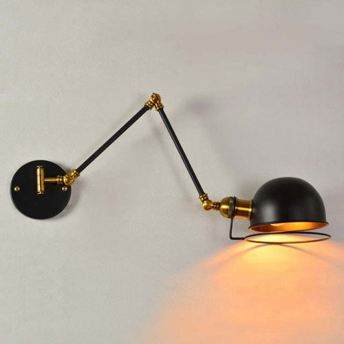 BowLift | Bowl Restaurant Adjustable Wall Lamp Vintage Metal Single Black Wall-Mounted Lamp with Wire Protection, 4