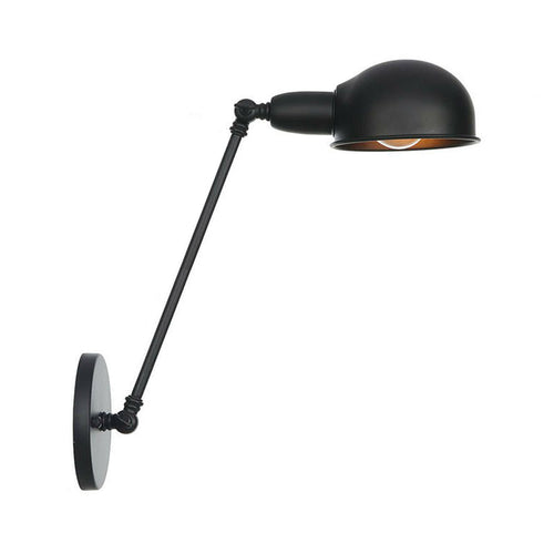 BowLift | Industrial Dome-Shaped Wall Lamp Kit Single Bulb Iron Wall Mount Lighting Fixture with Swing Arm in Black, 6