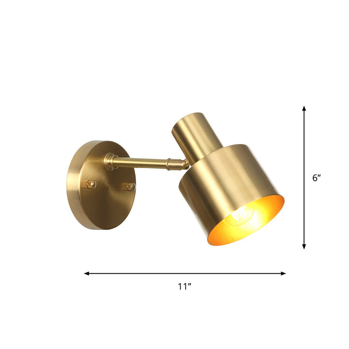 BowLift | Brass 1-Light Wall Lamp Fixture Antique Frosted White Glass Tulip Shade/Cylinder Wall Mount Light with Arm