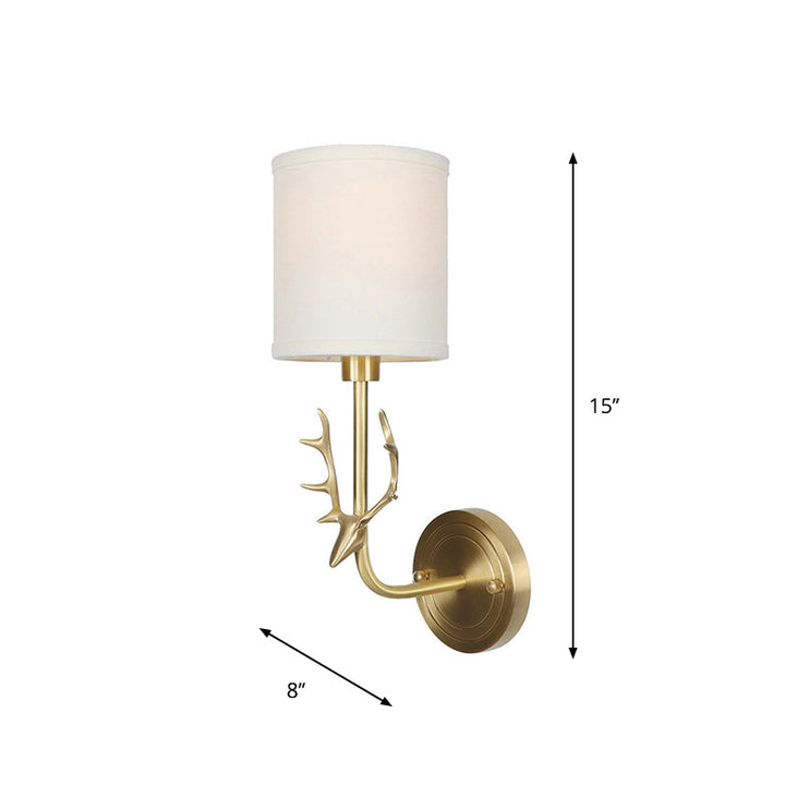BowLift | Brass 1-Light Wall Lamp Fixture Antique Frosted White Glass Tulip Shade/Cylinder Wall Mount Light with Arm