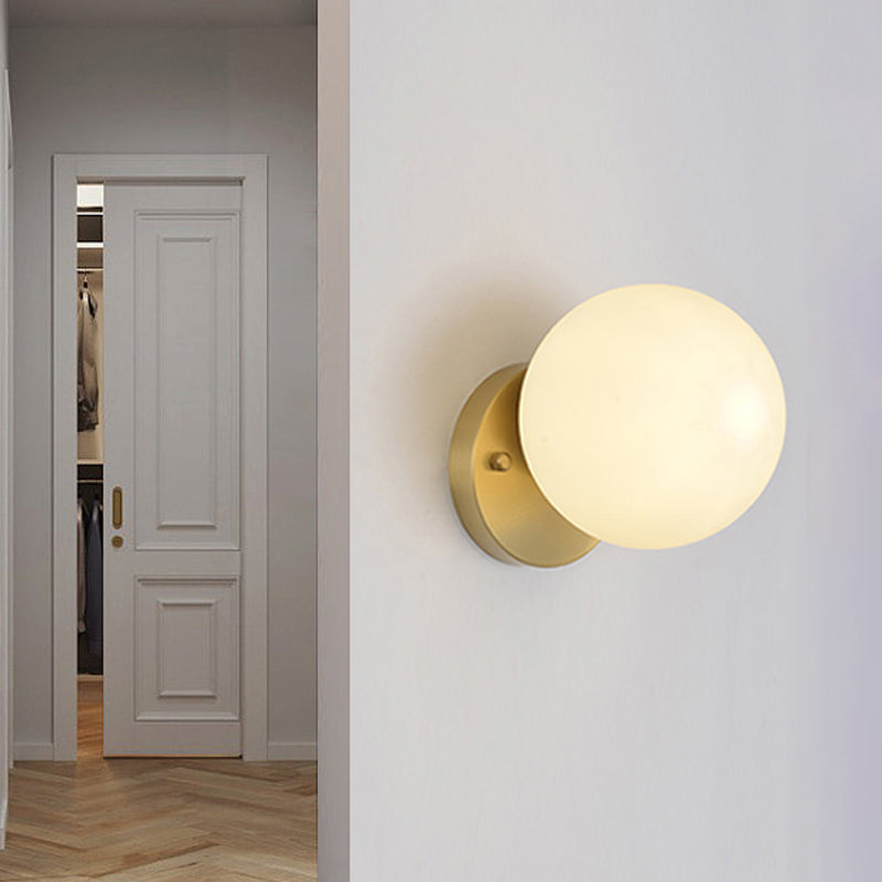 BowLift | Brass 1-Light Wall Lamp Fixture Antique Frosted White Glass Tulip Shade/Cylinder Wall Mount Light with Arm