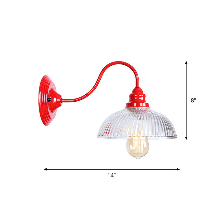 BowLift | Iron Red Wall Lighting Kit Gooseneck 1 Bulb Loft Style Wall Lighting with Cone/Sphere/Bell Clear Glass Shade