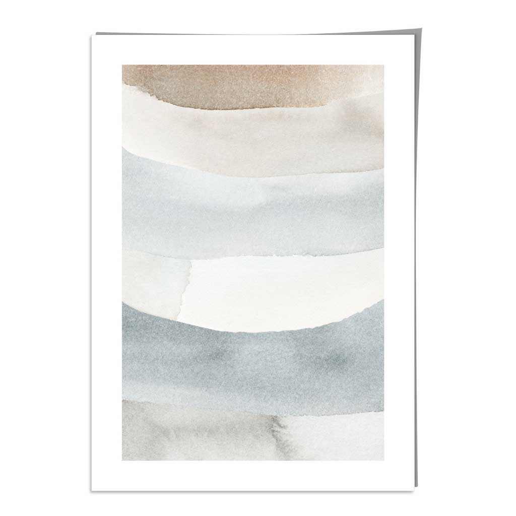 Abstract Beige and Blue Watercolor Stripes No3 Art Print | Bowlift