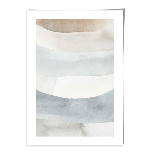 Abstract Beige and Blue Watercolor Stripes No3 Art Print | Bowlift